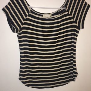 Black and Tan Striped Cropped Shirt
